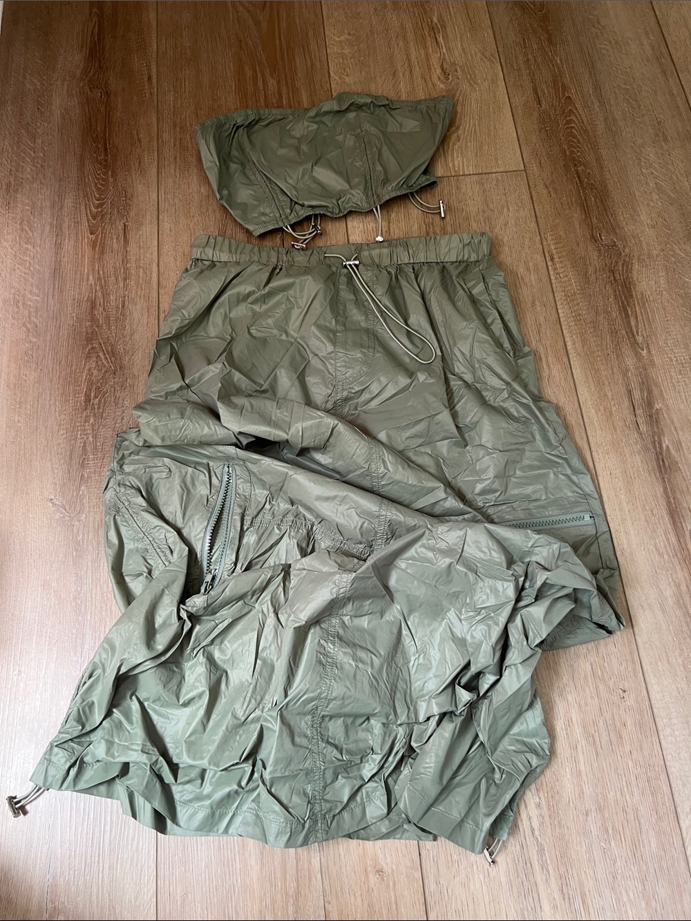 Olive Green Lightweight Drawstring Skirt